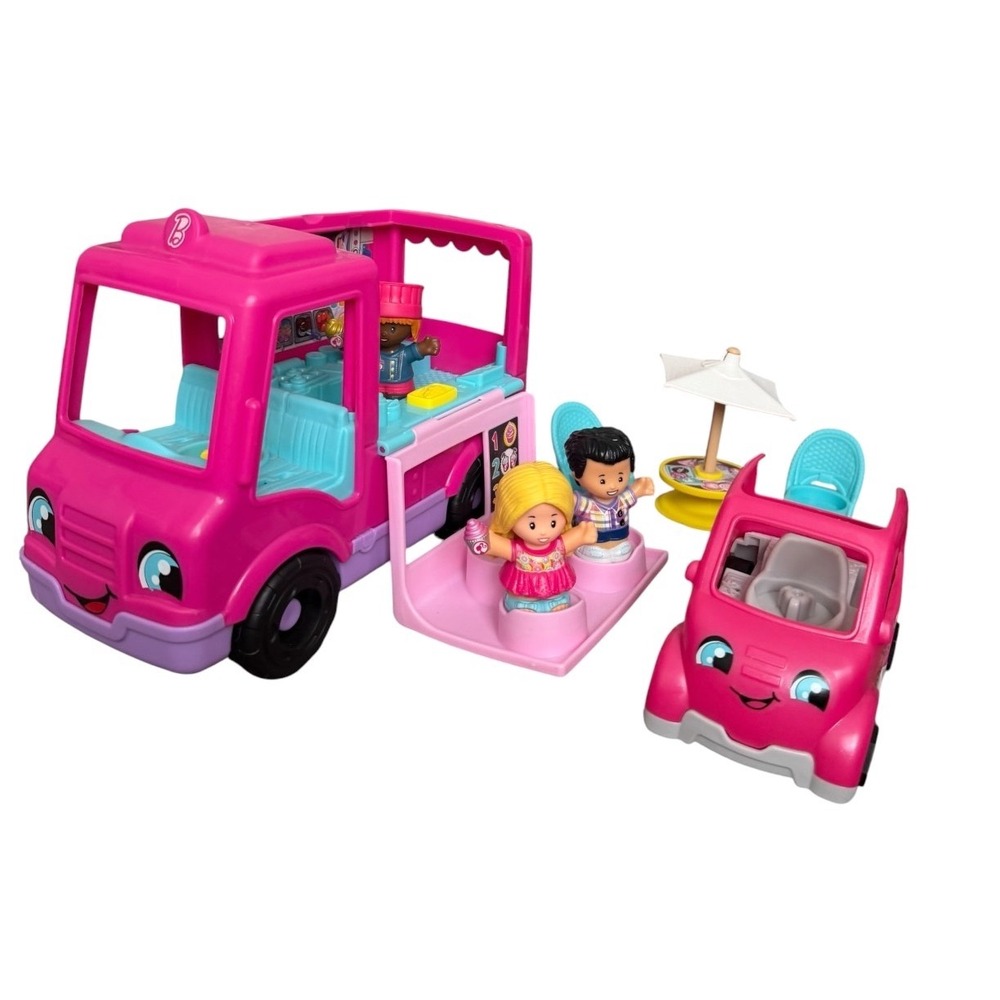 Fisher Price Little People Barbie Cupcake Truck & Car Musical Playset Tested EUC